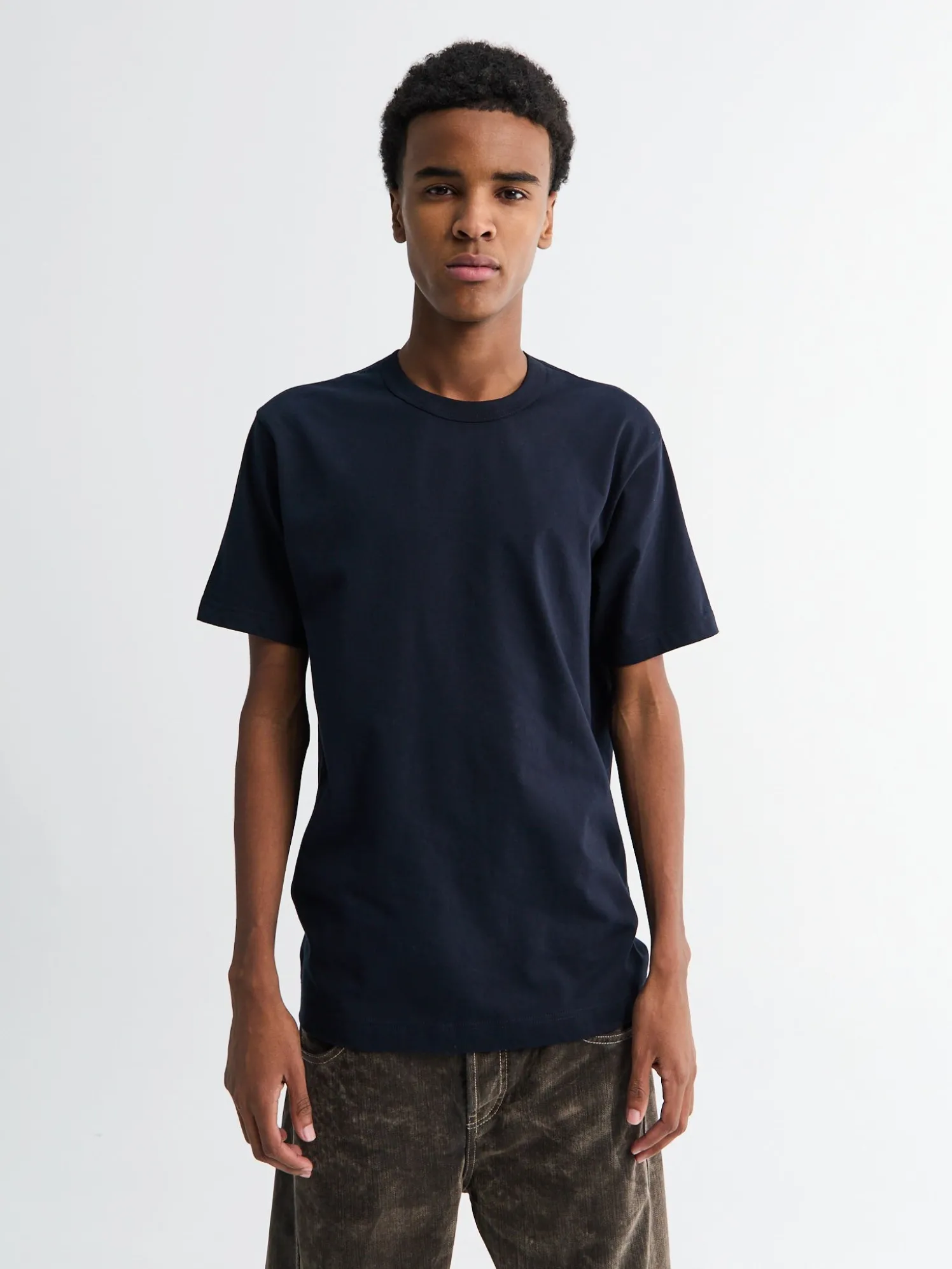 Strikket T-shirt til mænd i Navy