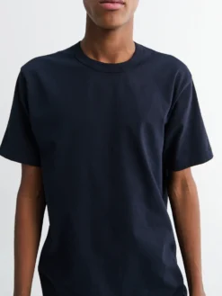 Strikket T-shirt til mænd i Navy