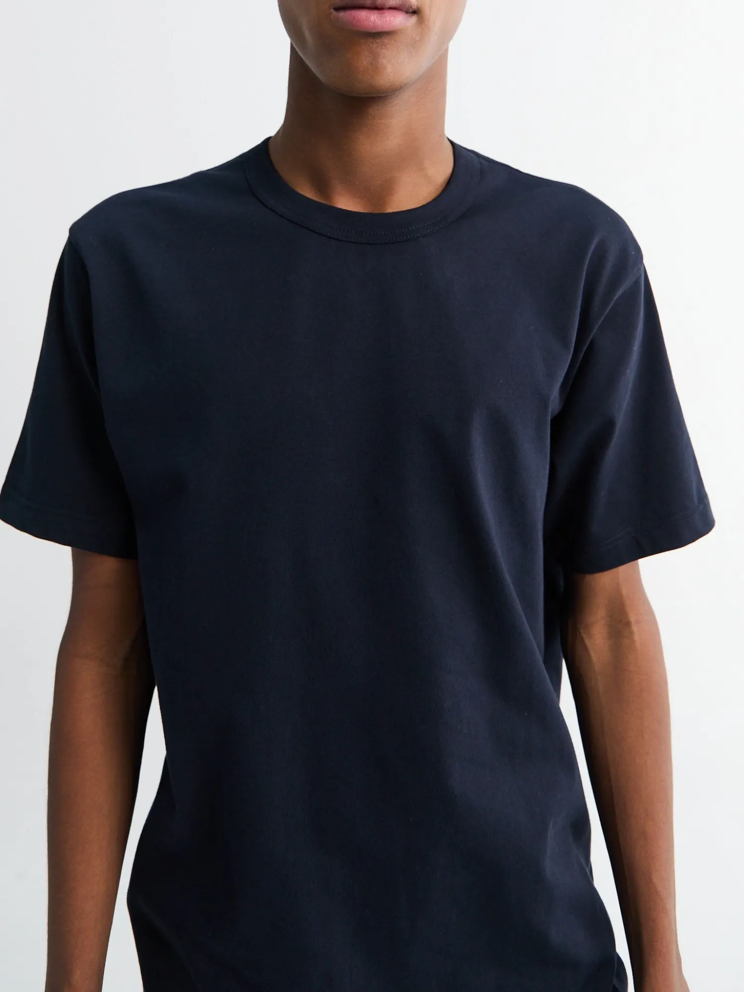 Strikket T-shirt til mænd i Navy