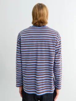 Stripe Longsleeve Pocket T-shirt i Blå