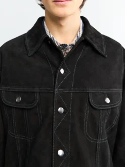 Studio Nicholson x Aaron Levine Suede Trucker Jakke i Sort