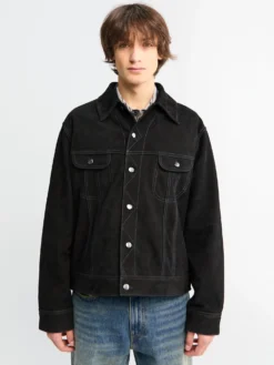 Studio Nicholson x Aaron Levine Suede Trucker Jakke i Sort