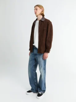 Suede Skjorte i Mørkebrun
