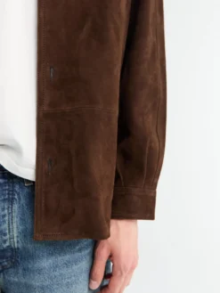 Suede Skjorte i Mørkebrun