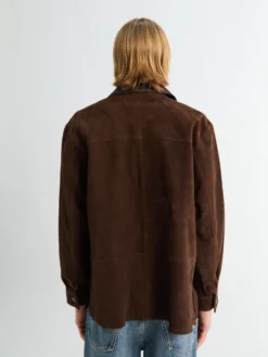 Suede Skjorte i Mørkebrun