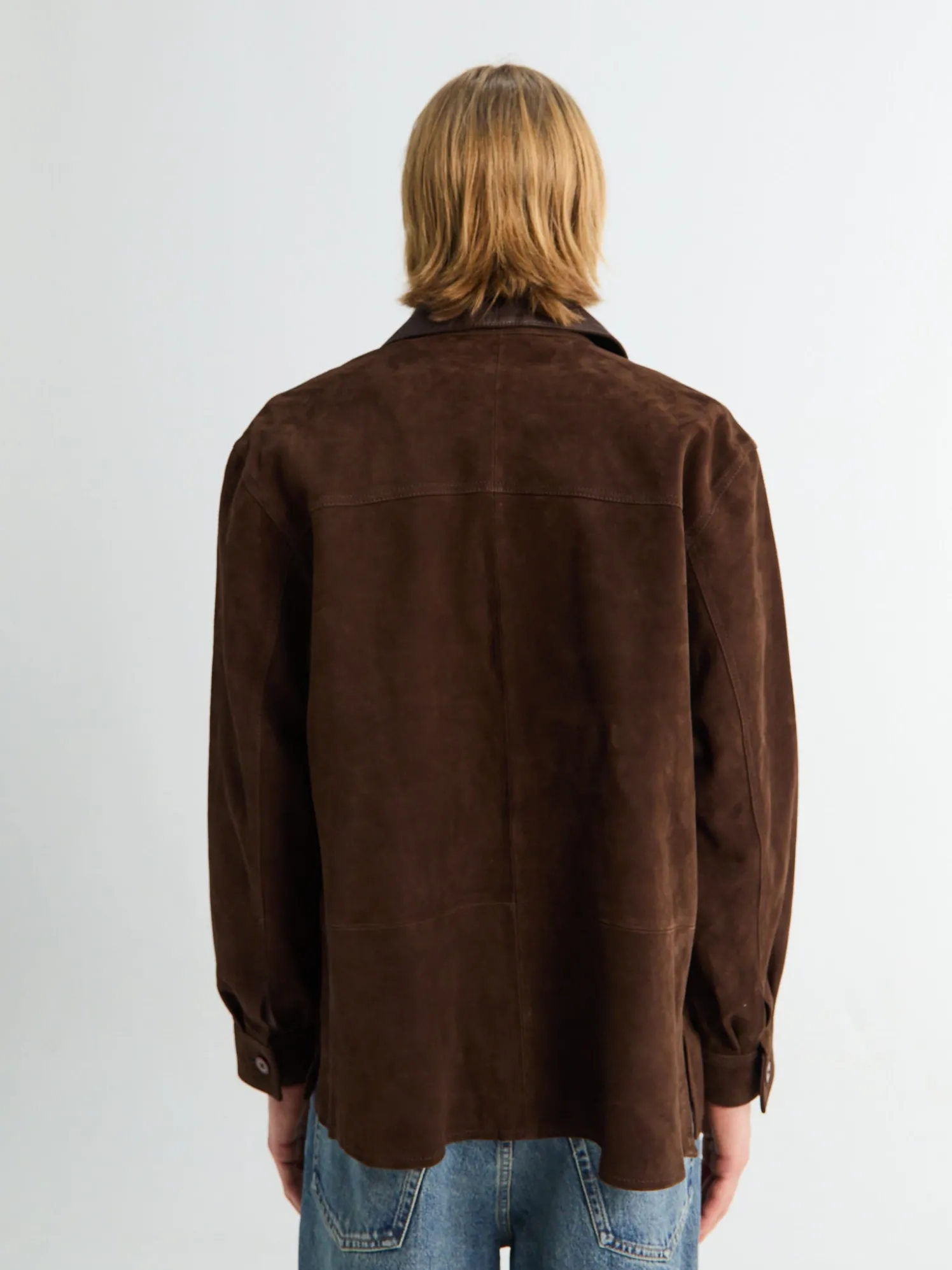 Suede Skjorte i Mørkebrun