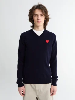 Sweater Red Emblem Knit i Navy