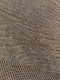 Tala Knit V-Neck Polo i Taupe Melange