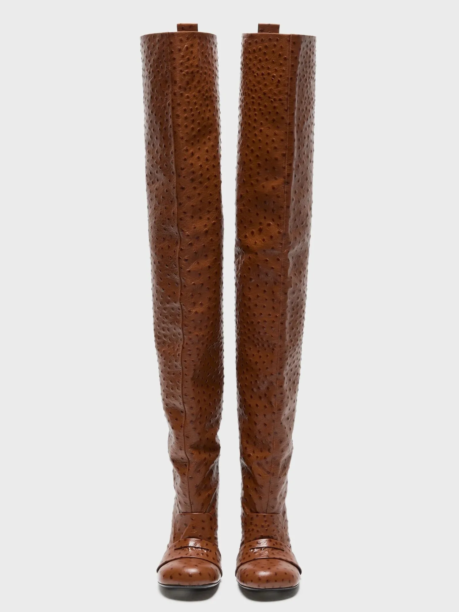 Thigh-high leather boots i Cognac Brown