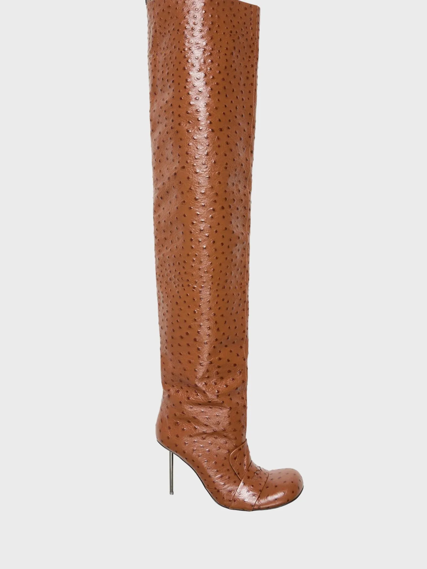 Thigh-high leather boots i Cognac Brown