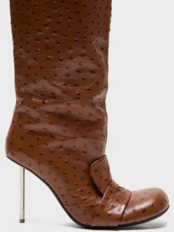 Thigh-high leather boots i Cognac Brown