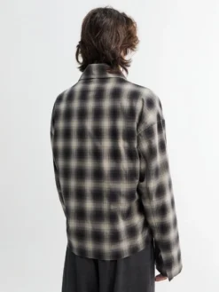 Tino Cotton Check Skjorte Krave Blouson i Grå og Sort