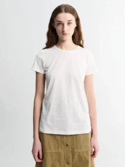 T-shirt med logomærke i bomuldsjersey i råhvid
