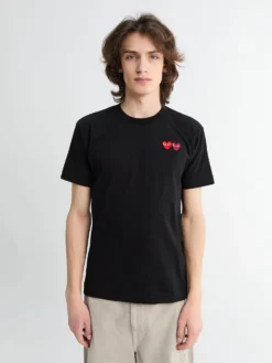 T-Shirt With Double Burgundy Emblem i Sort