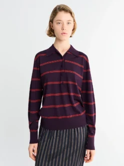 Tuno Stripe Sweater i Mørk Lilla