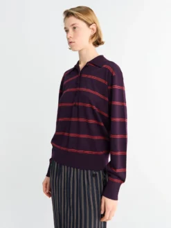 Tuno Stripe Sweater i Mørk Lilla