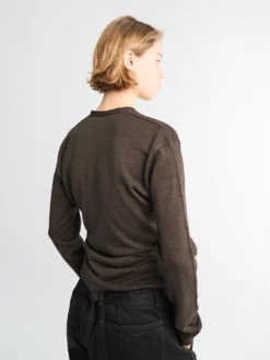 Twisted V Neck Cardigan i Dark Cacao