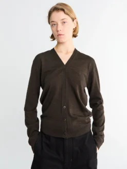 Twisted V Neck Cardigan i Dark Cacao