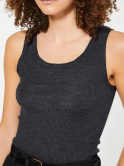 Uld og silke Tank Top i Grå