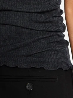 Uld og silke Tank Top i Grå