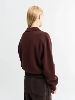 Unisex Cashmere Collared Sweater i Brun