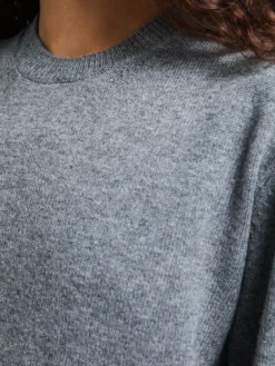 Unisex Cashmere Crewneck Sweater i Melange Grey