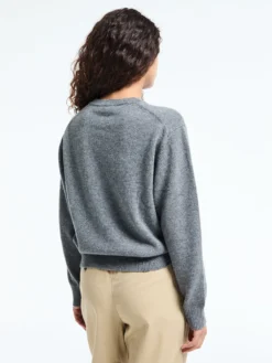 Unisex Cashmere Crewneck Sweater i Melange Grey