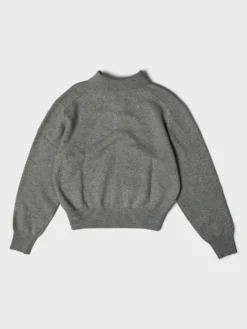 Unisex Cashmere Striktrøje med Krave i Meleret Grå