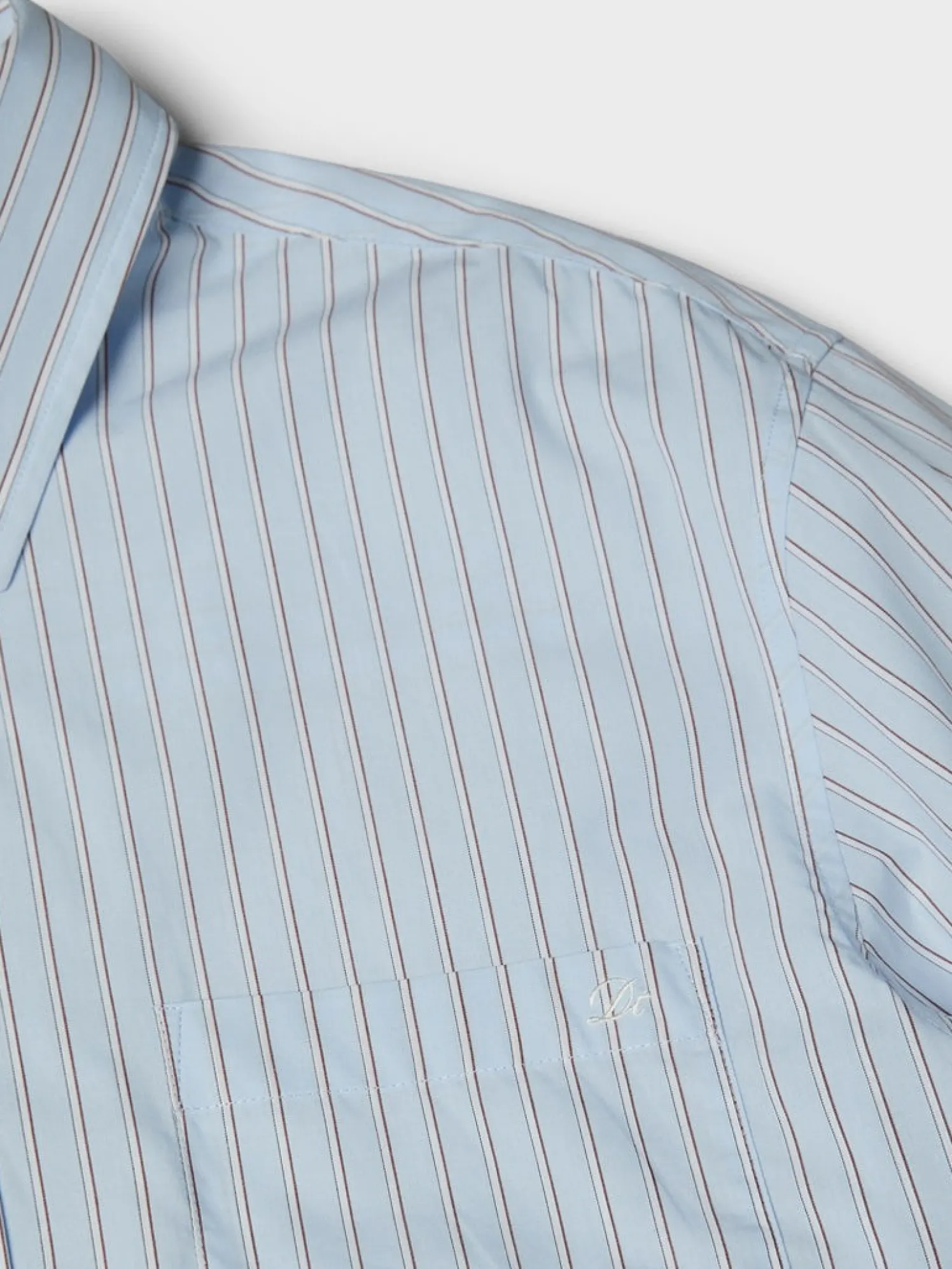Unisex Oversized Striped Skjorte i Sky Blue Stripe