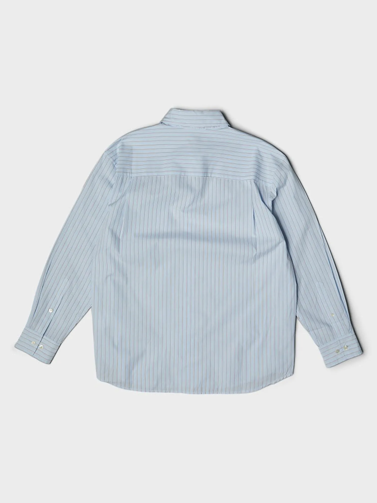 Unisex Oversized Striped Skjorte i Sky Blue Stripe