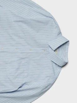 Unisex Oversized Striped Skjorte i Sky Blue Stripe