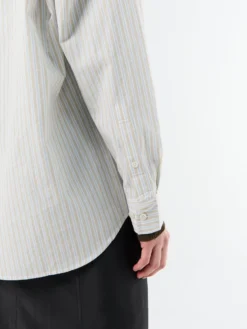 Unisex Oversized Striped Skjorte i Beige Stripe
