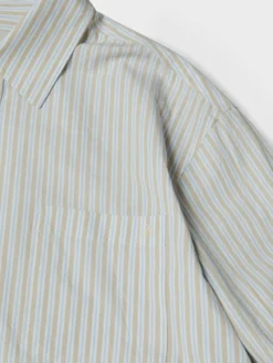 Unisex Oversized Striped Skjorte i Beige Stripe
