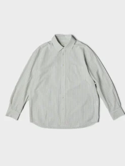 Unisex Oversized Striped Skjorte i Beige Stripe