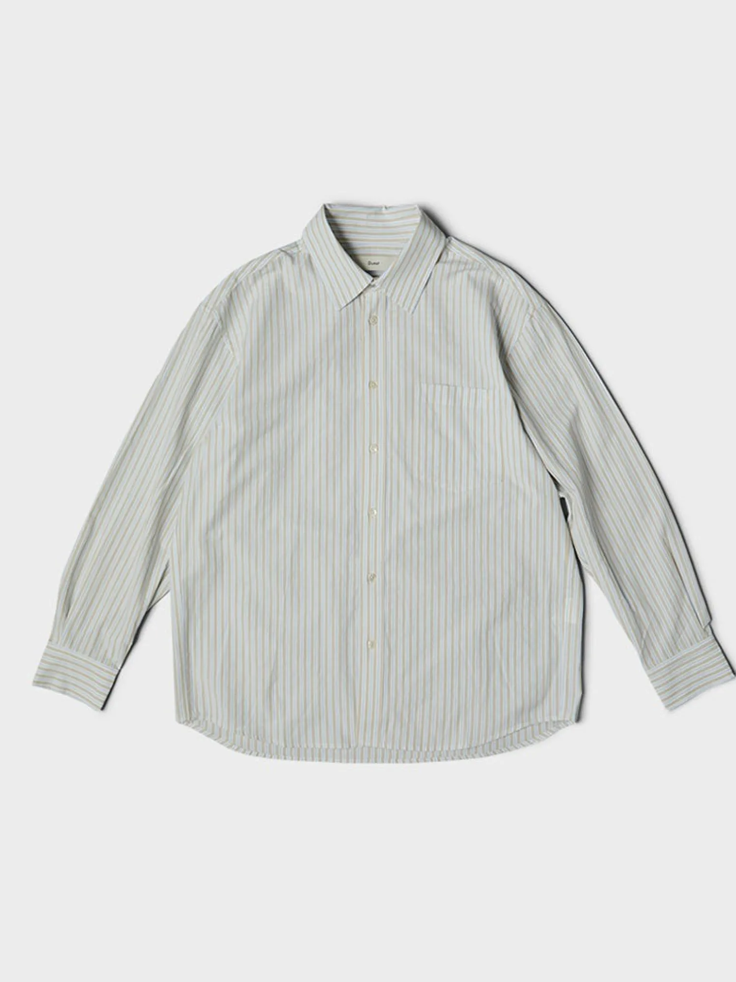 Unisex Oversized Striped Skjorte i Beige Stripe