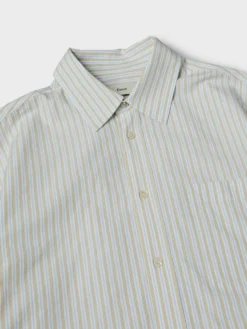 Unisex Oversized Striped Skjorte i Beige Stripe