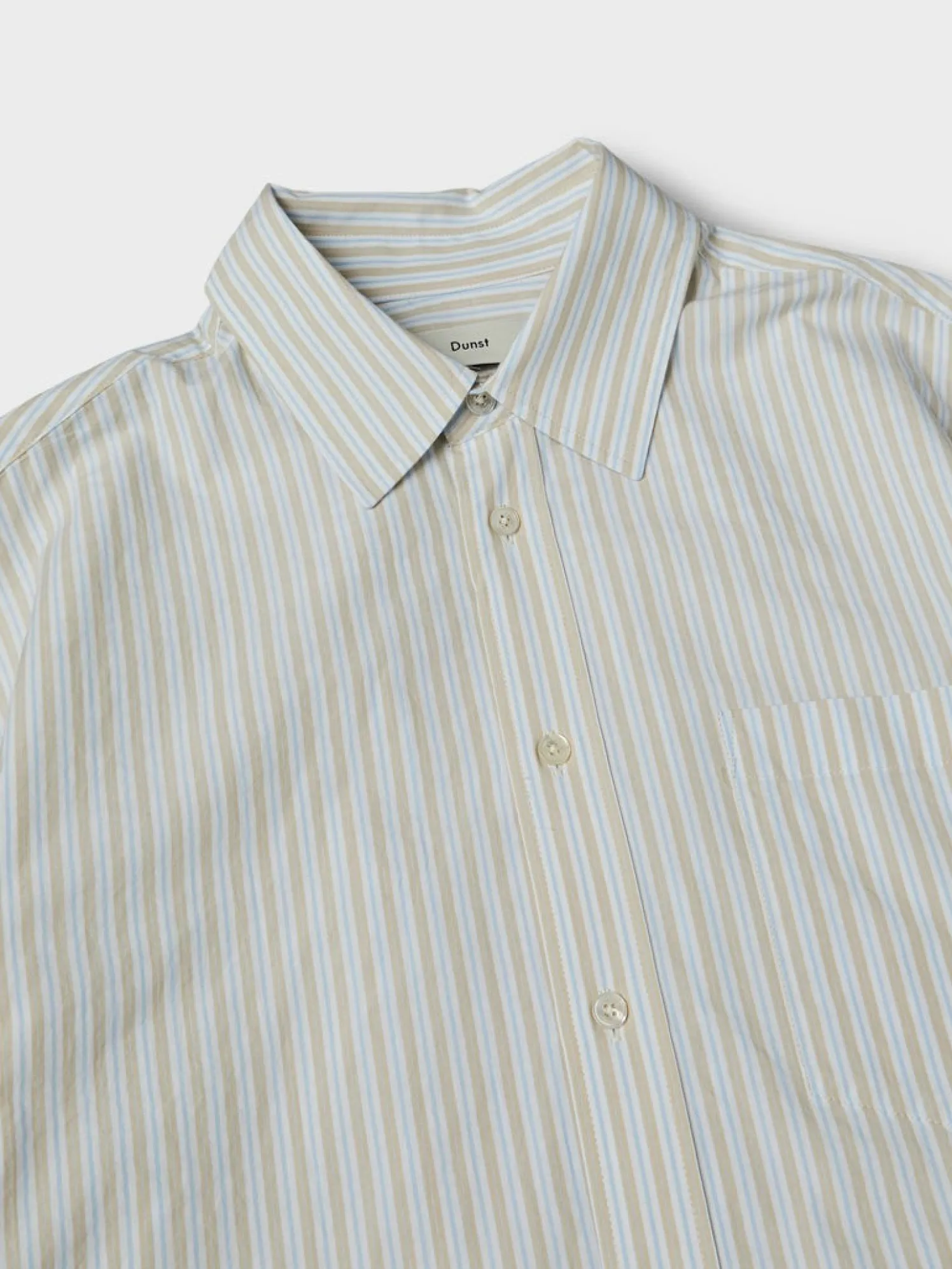 Unisex Oversized Striped Skjorte i Beige Stripe