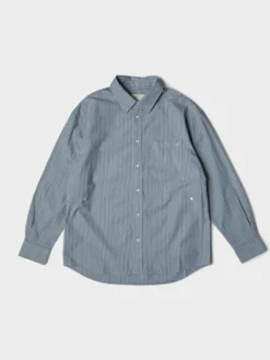 Unisex 2-Way Oversized Striped Skjorte i Blue Stripe
