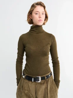 Utica Thin Turtleneck Sweater i Olive