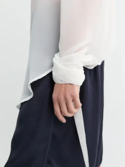 Verlin Sheer Chiffon Tie Cuff Shirt i Hvid