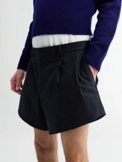 Vide Plisserede Shorts i Navy Stribe