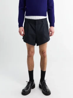 Vide Plisserede Shorts i Navy Stribe