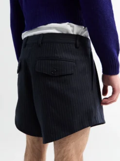 Vide Plisserede Shorts i Navy Stribe