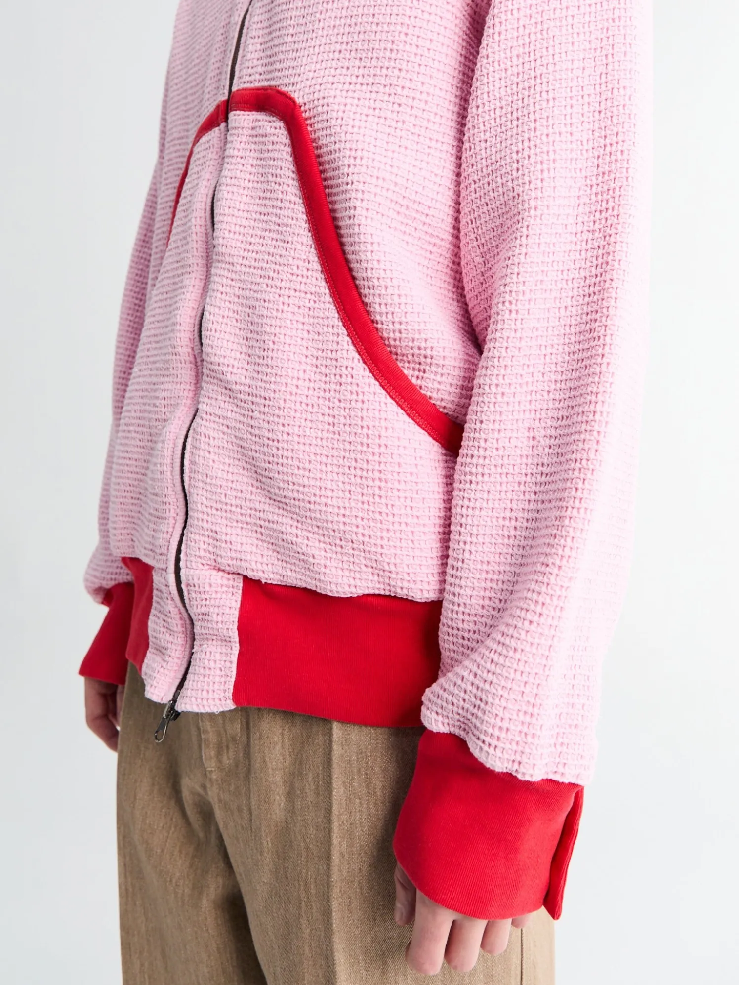 Waffle Hoodie i Pink