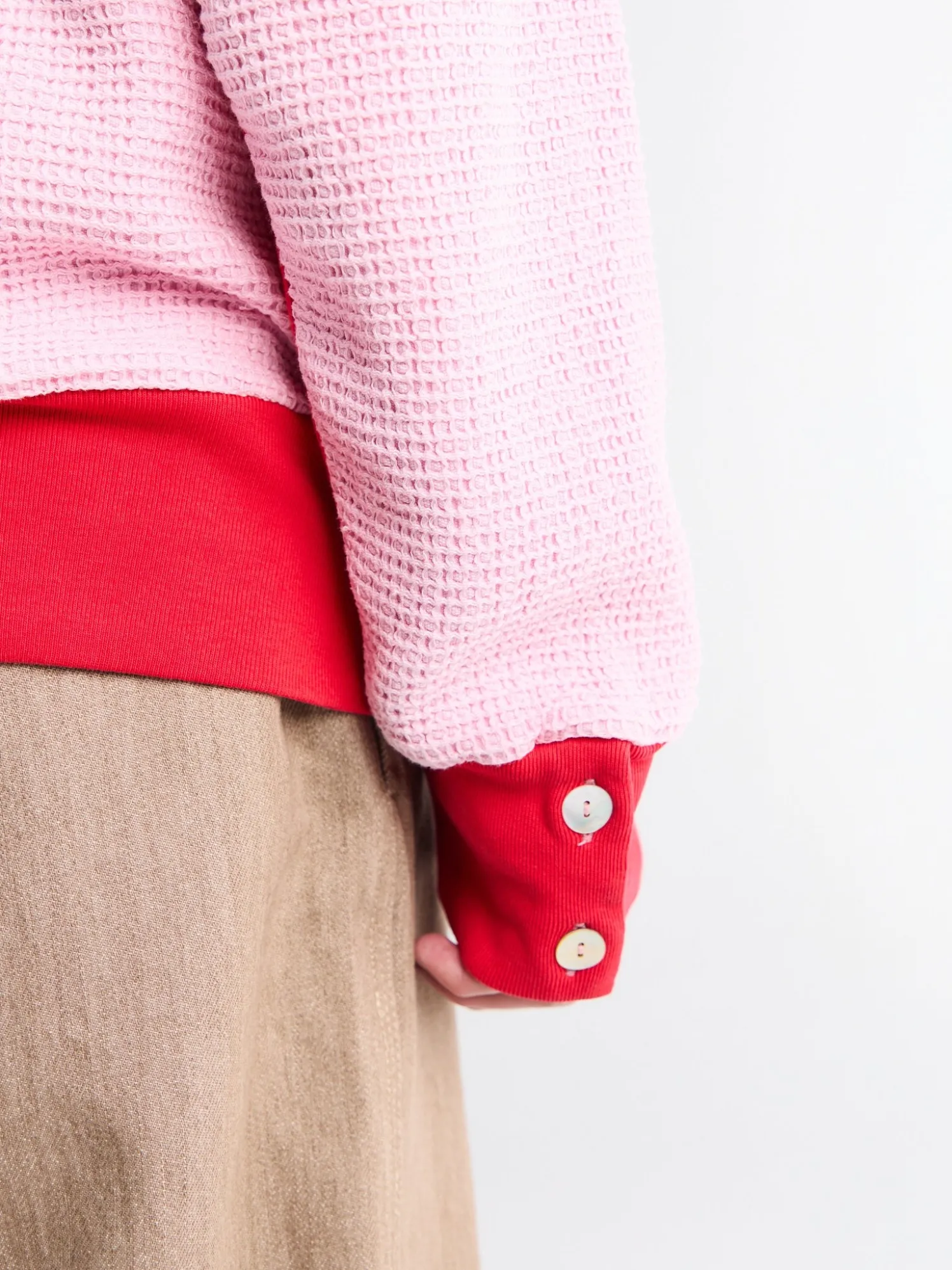 Waffle Hoodie i Pink