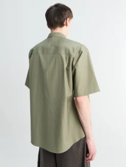 Washed Finx Twill Big Half Sleeved Shirt i Oliven