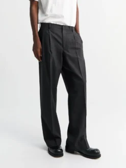 Wide Pleated Trousers i Antracite
