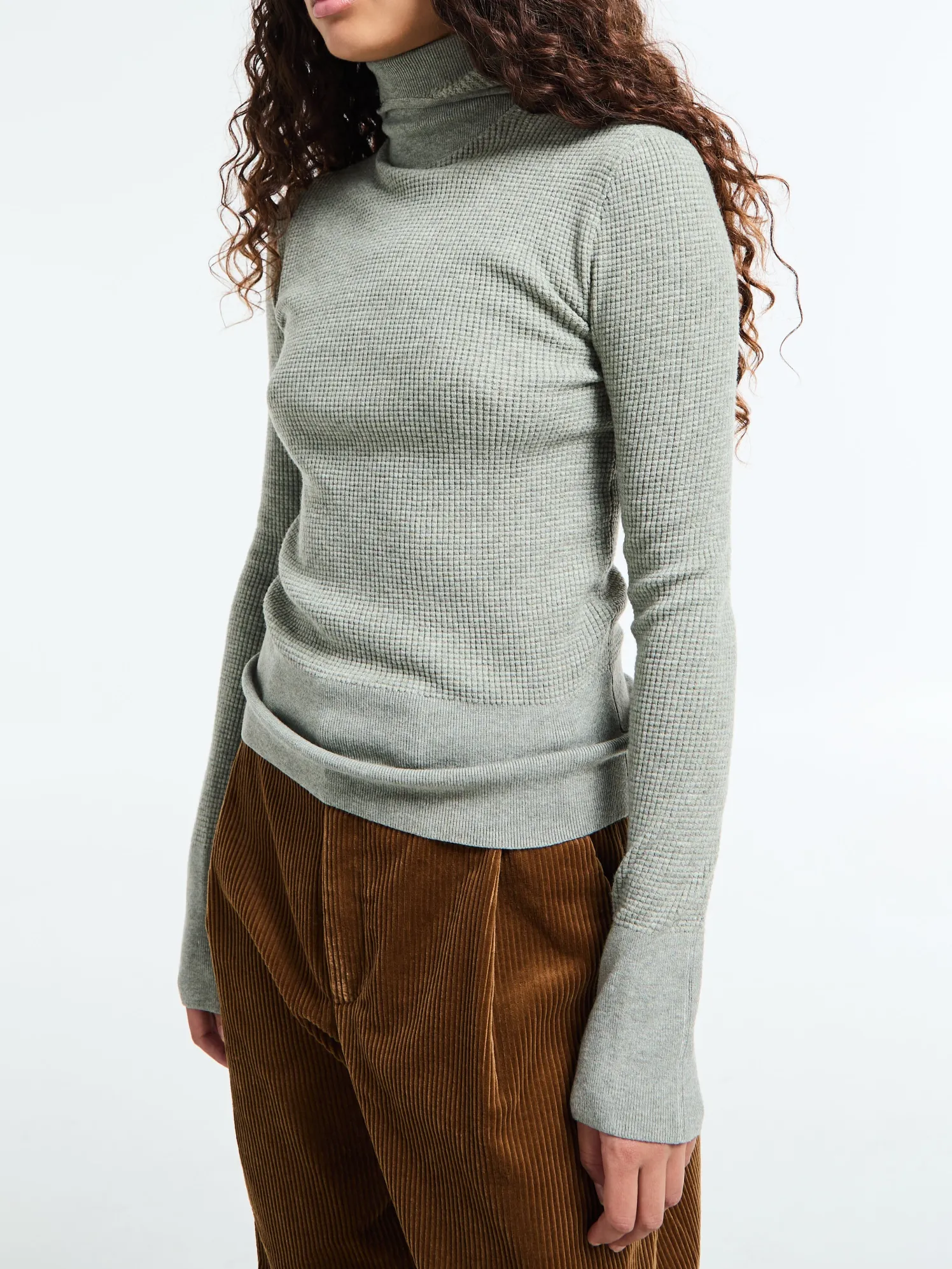 Women's Waffle Long Sleeve Hoodie i Concrete Heather