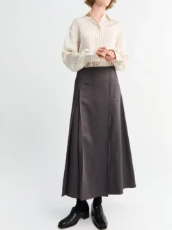 Youri Pleat Front Nederdel i Slate
