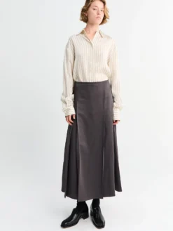 Youri Pleat Front Nederdel i Slate